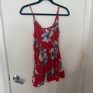 Red Floral Romper - Size Small